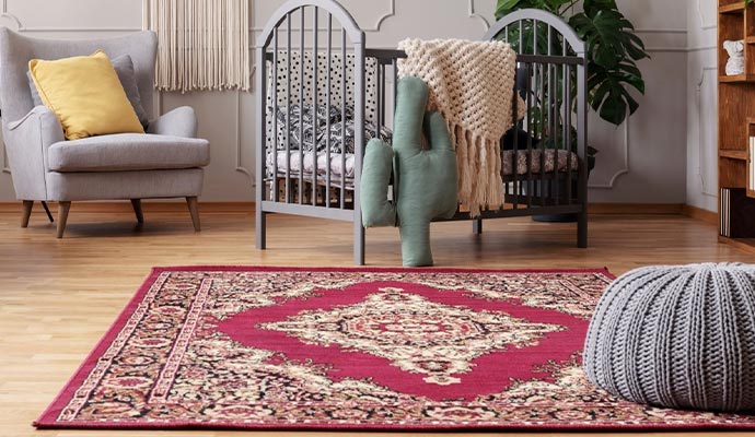 clean and colorful oriental rug on the floor