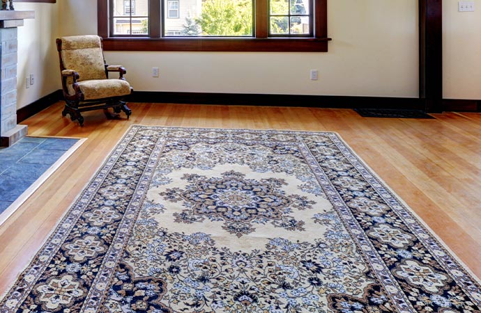 Decorative rug on the floor.