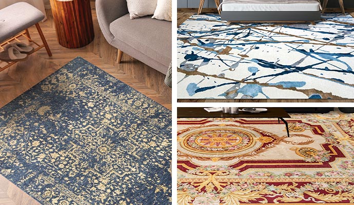 Collage of different type rug