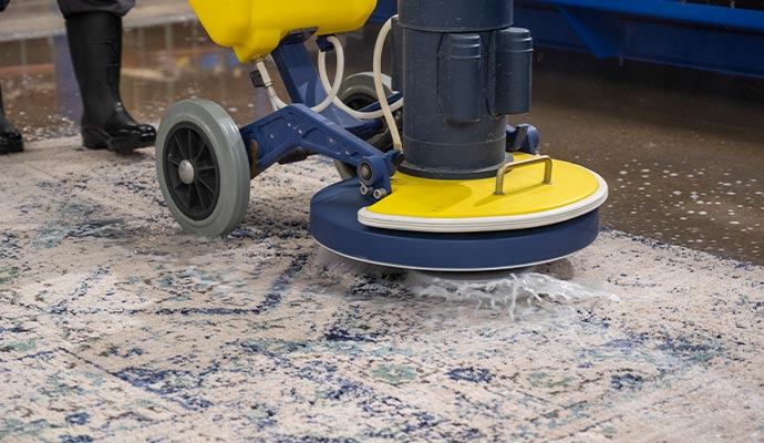 Rug cleaning with equipment