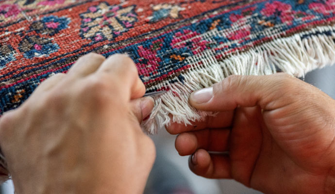 Rug repairing service in progress